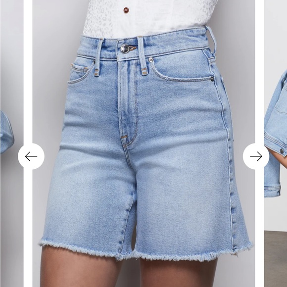 NEW Good American A Line Denim Frayed Shorts - Picture 1 of 10